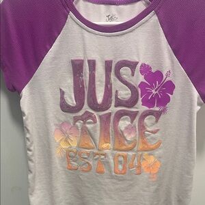 Justice Purple and White Graphic Tee